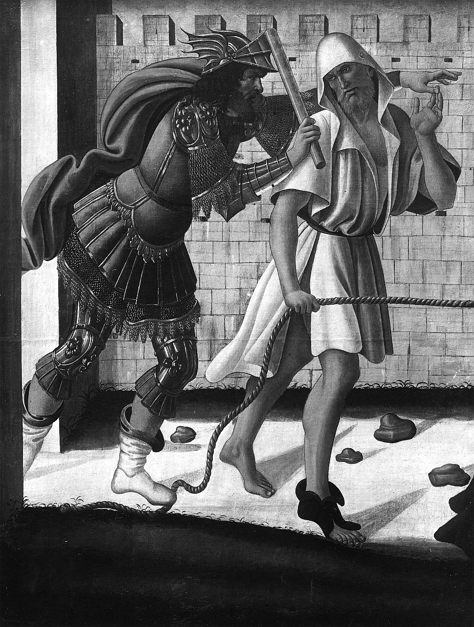 soldato che percuote un vecchio (dipinto) di Filipepi Alessandro detto Botticelli (bottega) (fine/inizio secc. XV/ XVI)