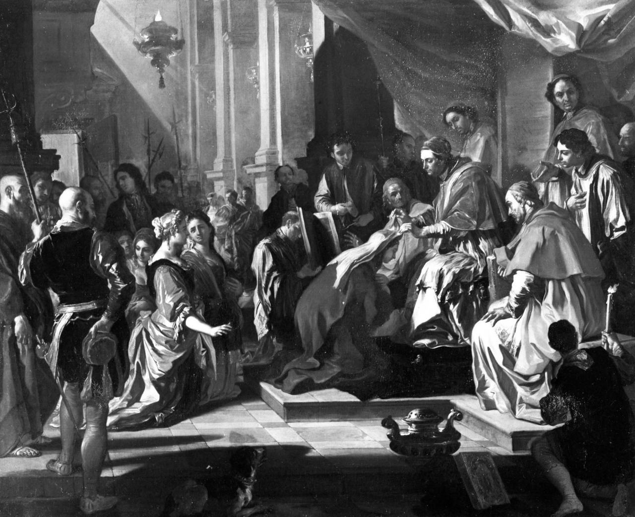 Clemente XI veste monaca sua nipote (dipinto) di Solimena Francesco (inizio sec. XVIII)