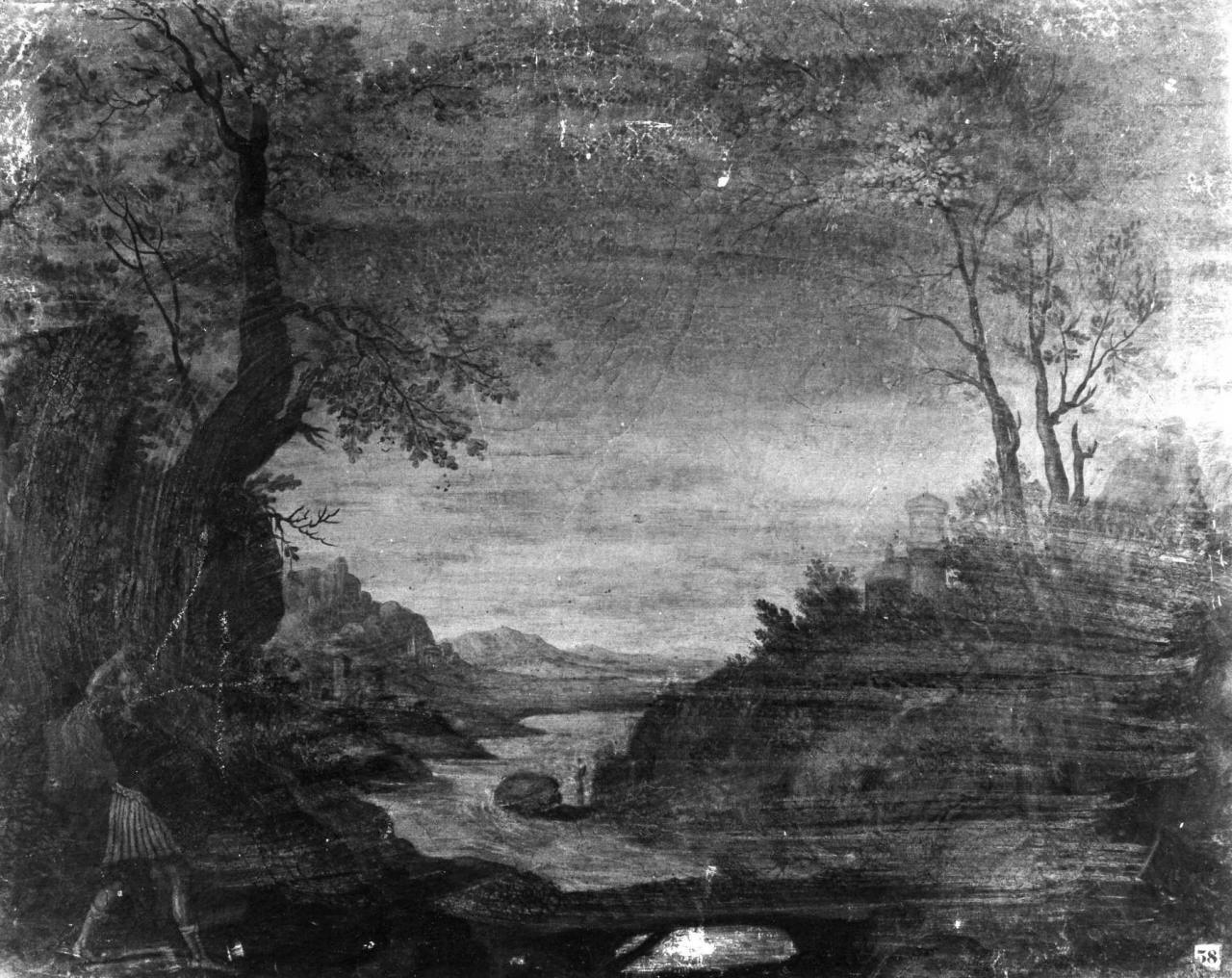 paesaggio fluviale (dipinto) - ambito toscano (prima metà sec. XVII)