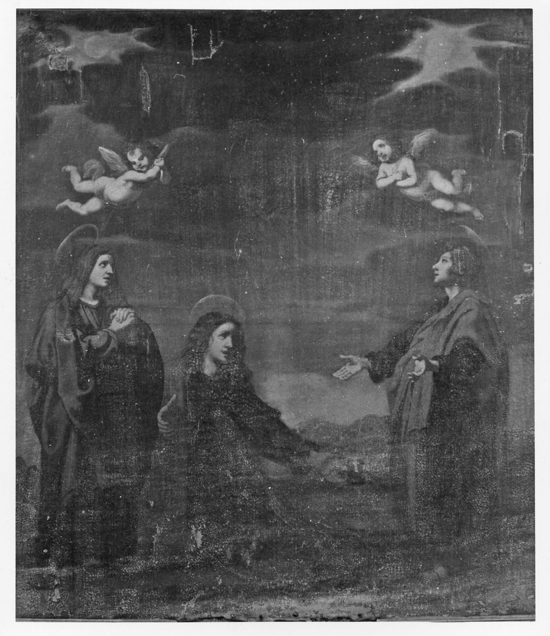 Madonna, Maria Maddalena e San Giovanni Evangelista (dipinto) di Vignali Jacopo (sec. XVII)