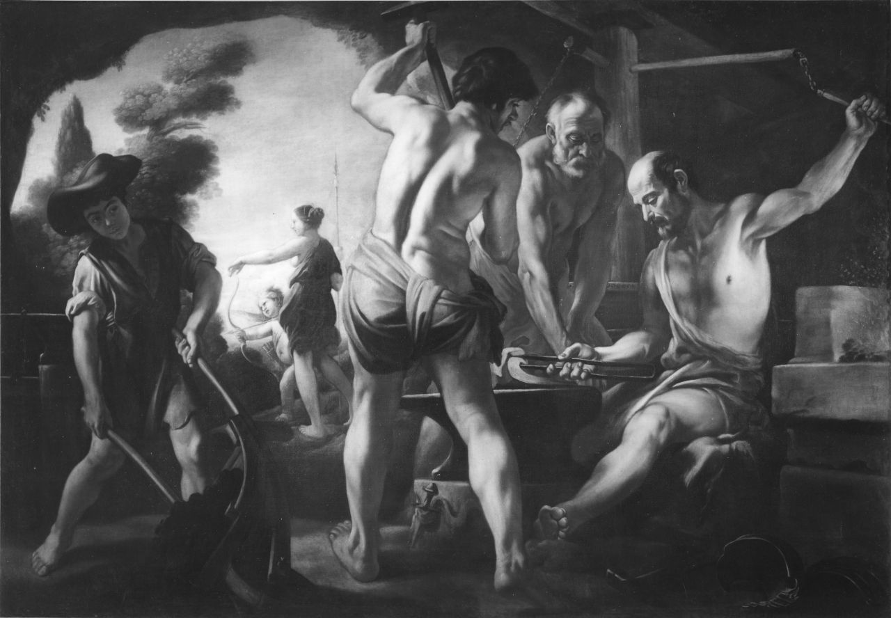 Vulcano nella fucina (dipinto) di Schut Cornelis (attribuito) (sec. XVII)