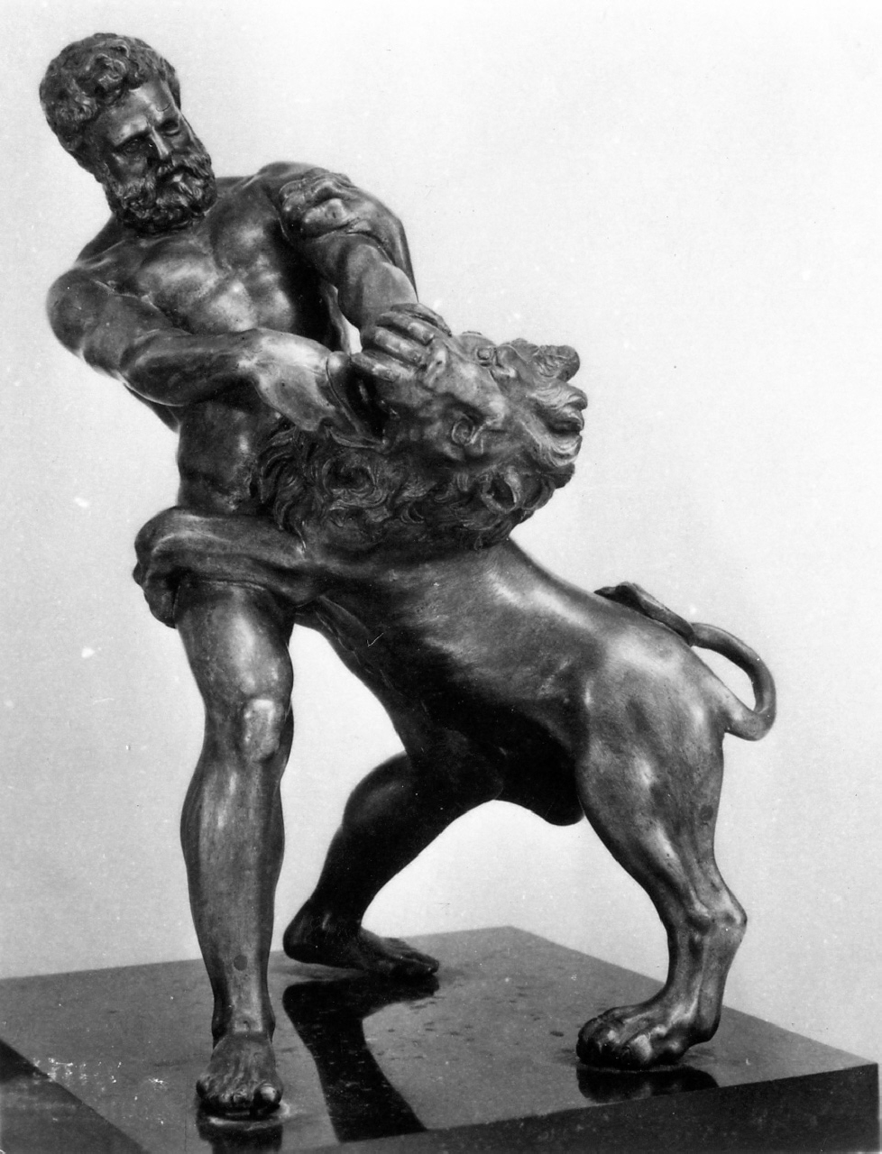 Ercole e il leone di Nemea (statuetta) - manifattura toscana (fine/inizio secc. XVI/ XVII)