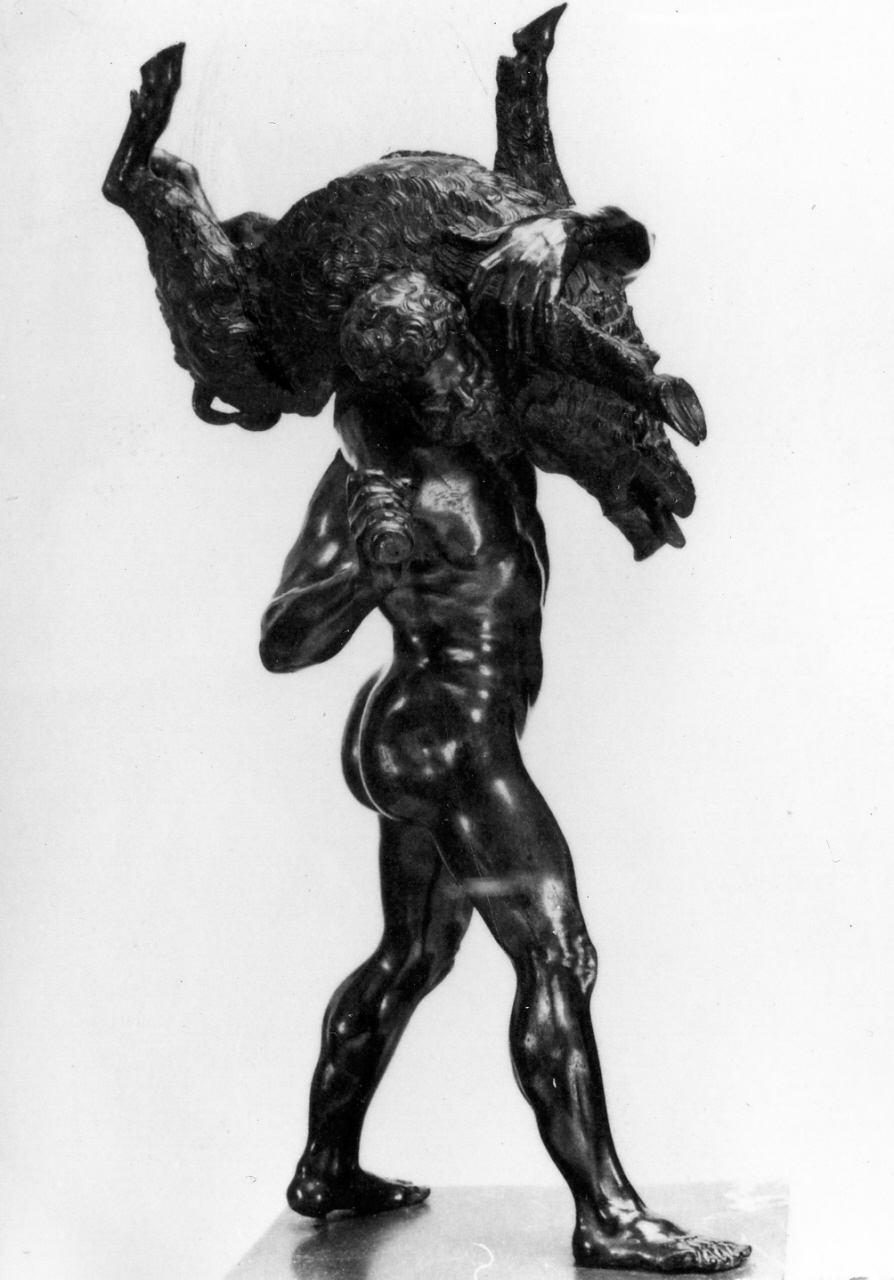 Ercole e il cinghiale (statuetta) - manifattura toscana (secc. XVI/ XVII)