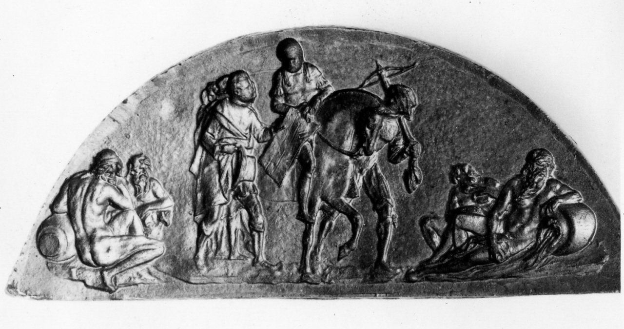 bonifica della palude pisana da parte di Francesco I de' Medici (placchetta) - manifattura fiorentina (sec. XVI)