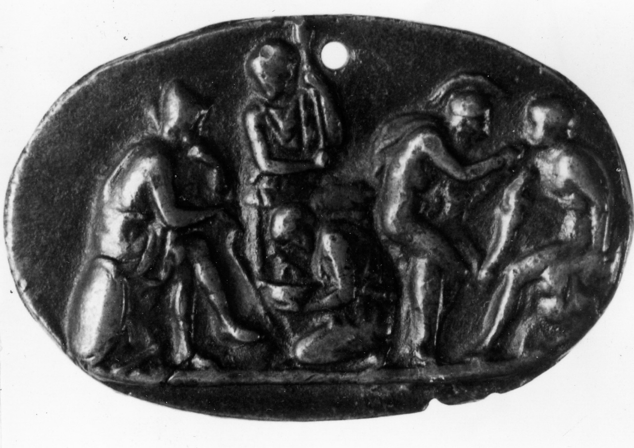 Ulisse, Penelope e i Proci (placchetta) - manifattura italiana (ultimo quarto sec. XV)