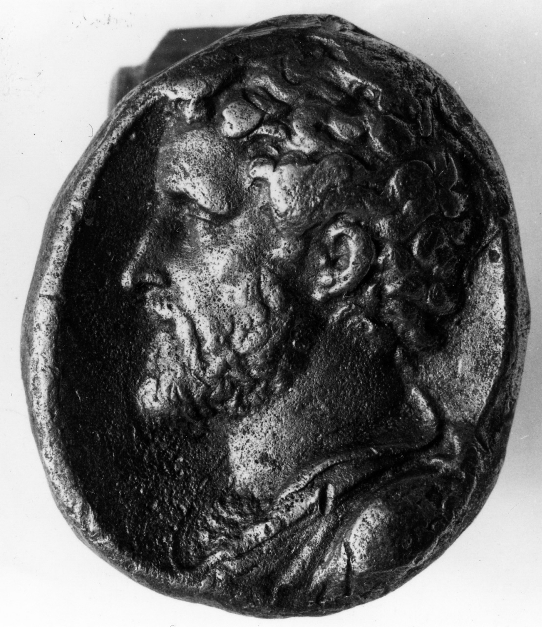 testa d'uomo (placchetta) - manifattura italiana (fine/inizio secc. XV/ XVI)