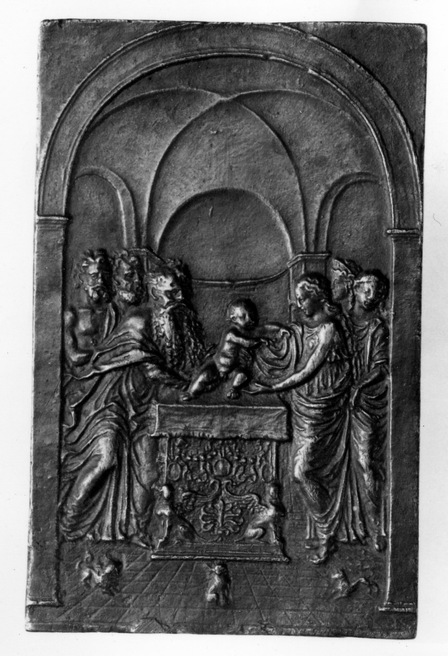 presentazione di Gesù al tempio (placchetta) di Mondella Galeazzo detto Moderno (fine/inizio secc. XV/ XVI)