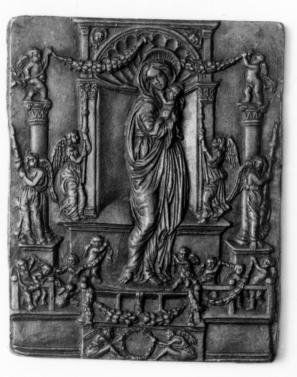 Madonna con Bambino e angeli (placchetta) - manifattura ferrarese (?) (seconda metà sec. XV)