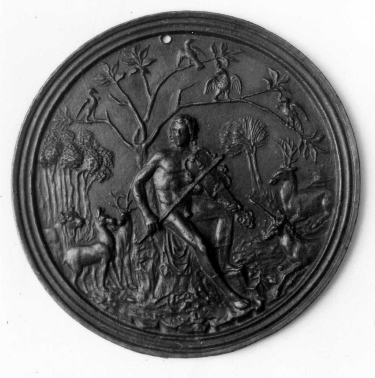 Orfeo incanta gli animali con la musica (placchetta) di Mondella Galeazzo detto Moderno (attribuito) (fine/inizio secc. XV/ XVI)