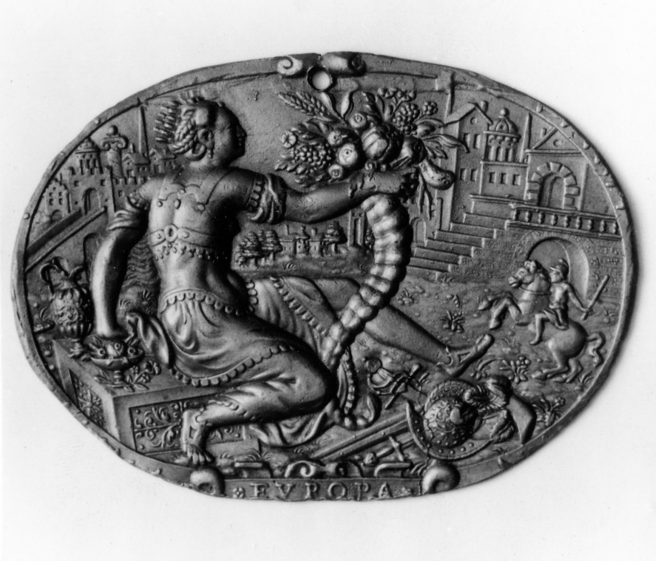 allegoria dell'Europa (placchetta) - manifattura francese (fine/inizio secc. XVI/ XVII)