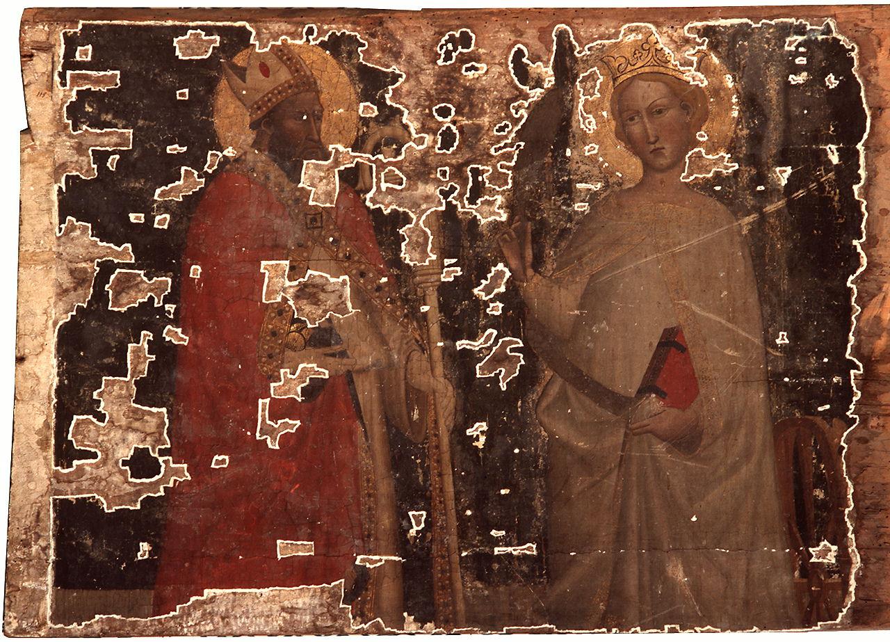San Nicola di Bari e Santa Caterina d'Alessandria (dipinto, frammento) di Francesco di Ser Niccolò detto Maestro Francesco (sec. XV)