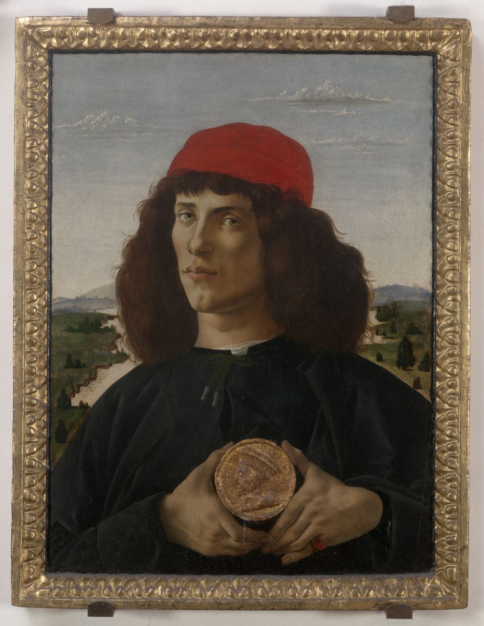ritratto d'uomo con medaglia di Cosimo il Vecchio de' Medici (dipinto) di Filipepi Alessandro detto Botticelli (sec. XV)