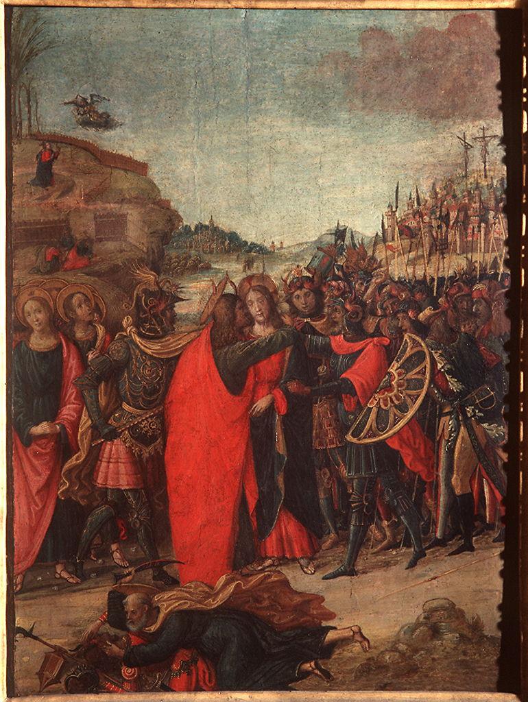 bacio di Giuda e episodi della passione di Cristo (dipinto) di Maestro di Marradi (inizio sec. XVI)