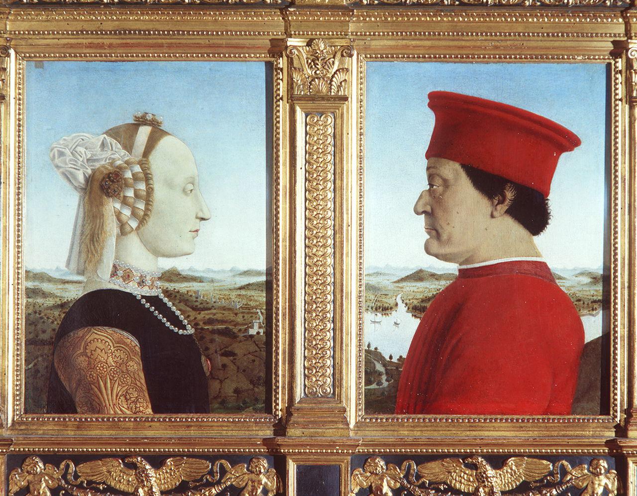ritratti di Federico da Montefeltro e Battista Sforza e loro trionfi (dittico) di Piero della Francesca (sec. XV)