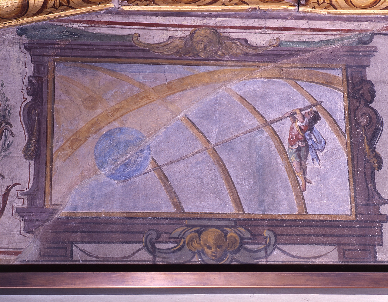scena con figure e strumenti scientifici (dipinto) di Parigi Giulio (sec. XVI)