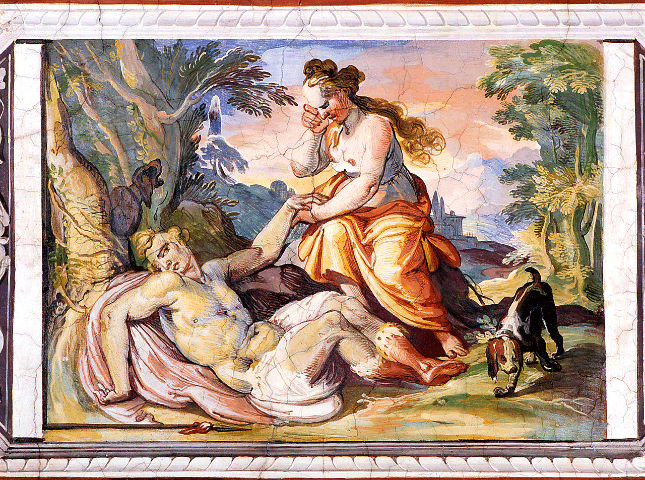 Venere piange la morte di Adone (dipinto) di Tempesta Antonio (attribuito) (sec. XVI)