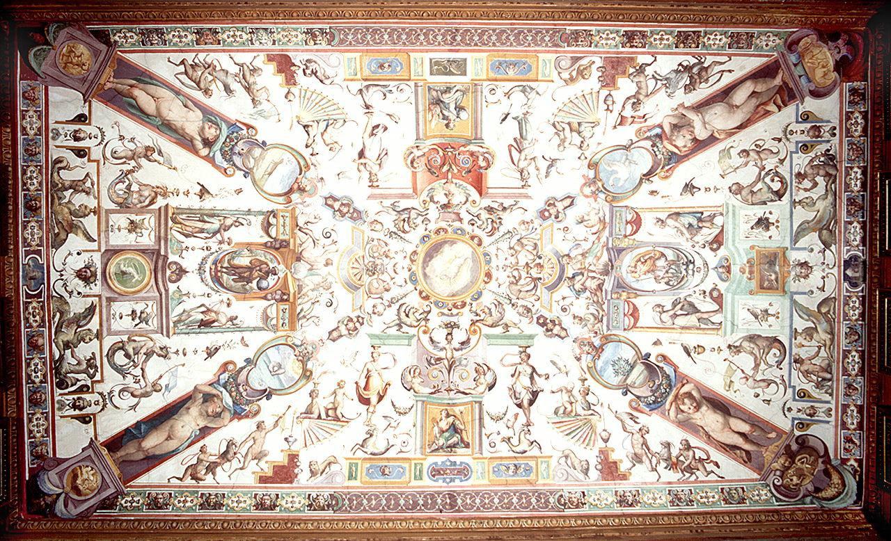 motivi decorativi a grottesche e imprese della famiglia Medici (dipinto) di Allori Alessandro (bottega) (sec. XVI)