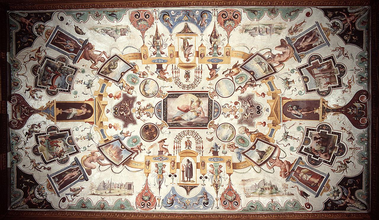 motivi decorativi a grottesche e scene allegoriche (dipinto) di Allori Alessandro (bottega) (sec. XVI)