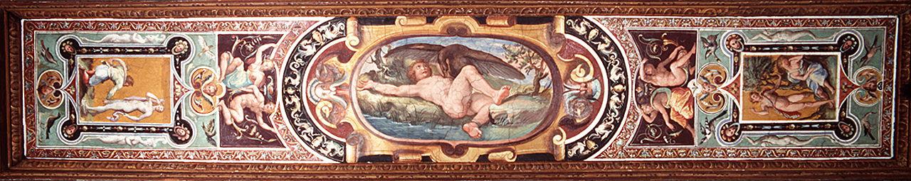 motivi decorativi a grottesche con personaggi mitologici (soffitto dipinto) di Allori Alessandro (bottega) (sec. XVI)