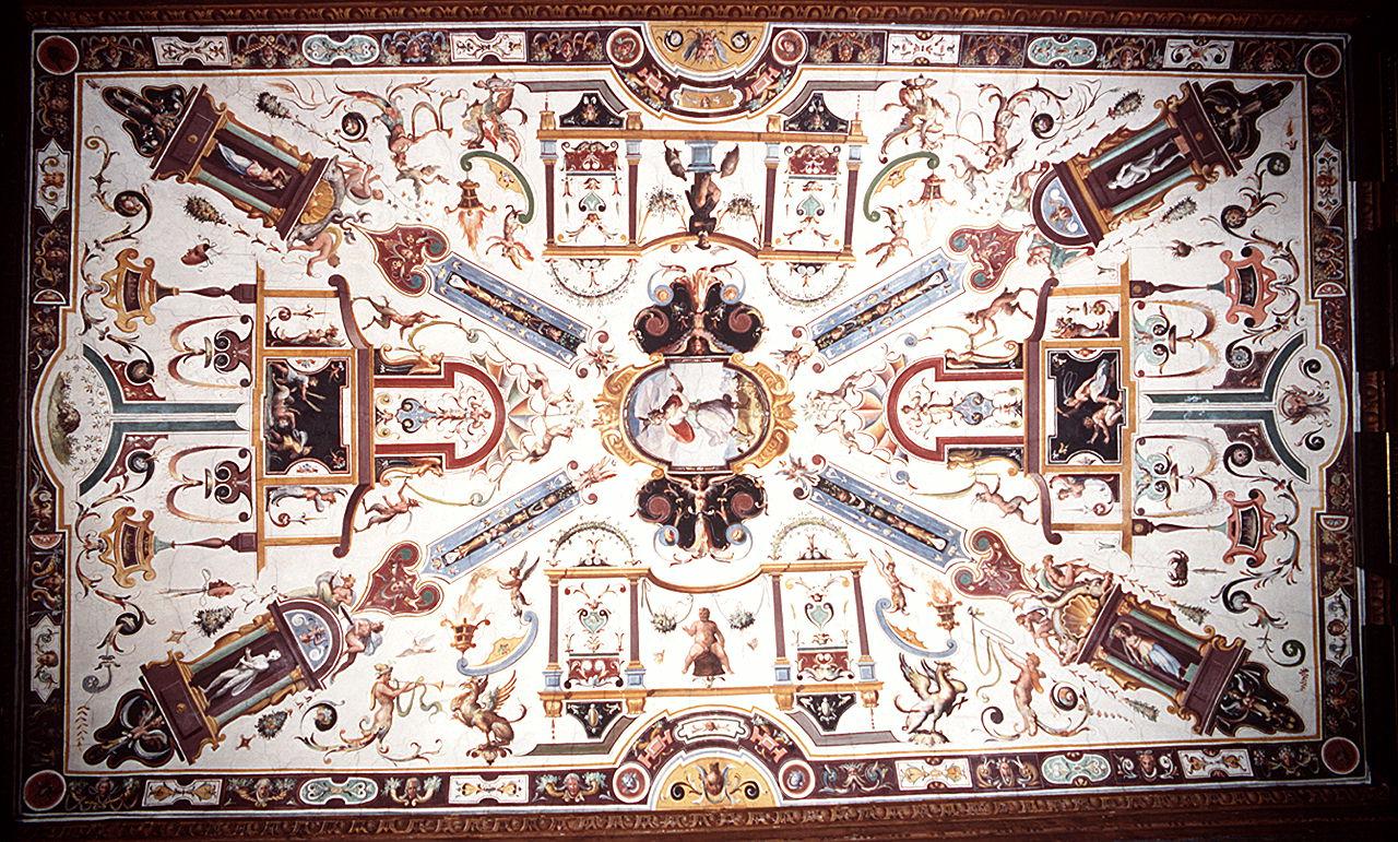 motivi decorativi a grottesche (soffitto dipinto) di Allori Alessandro (bottega) (sec. XVI)