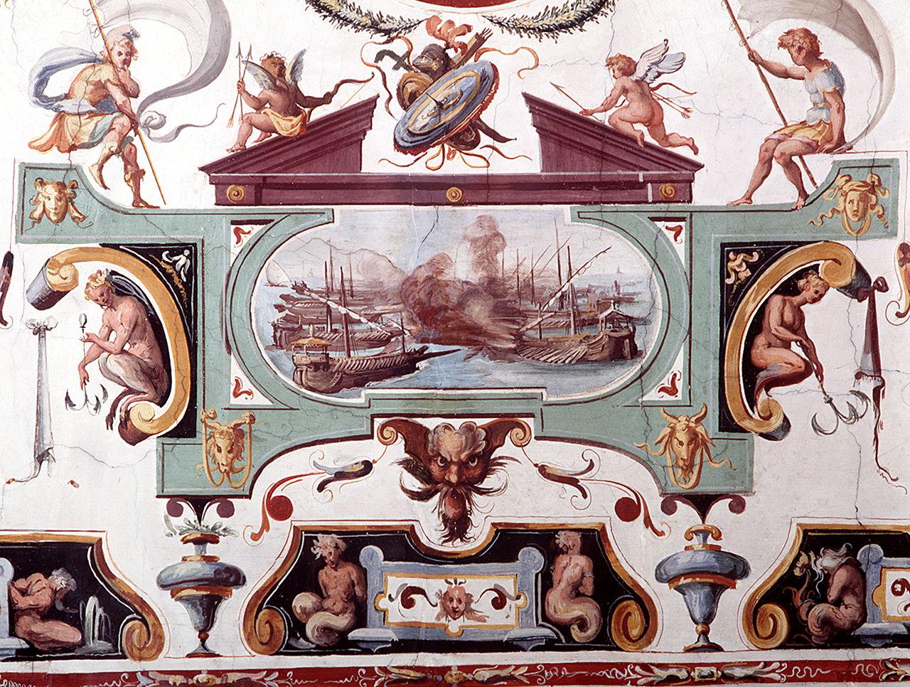 battaglia navale (dipinto) di Allori Alessandro (bottega) (sec. XVI)