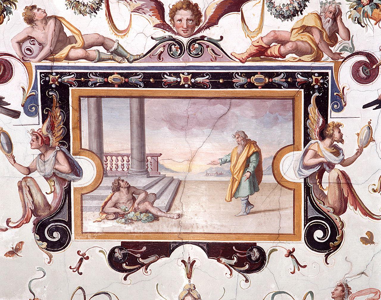 scena allegorica (dipinto) di Allori Alessandro (bottega) (sec. XVI)