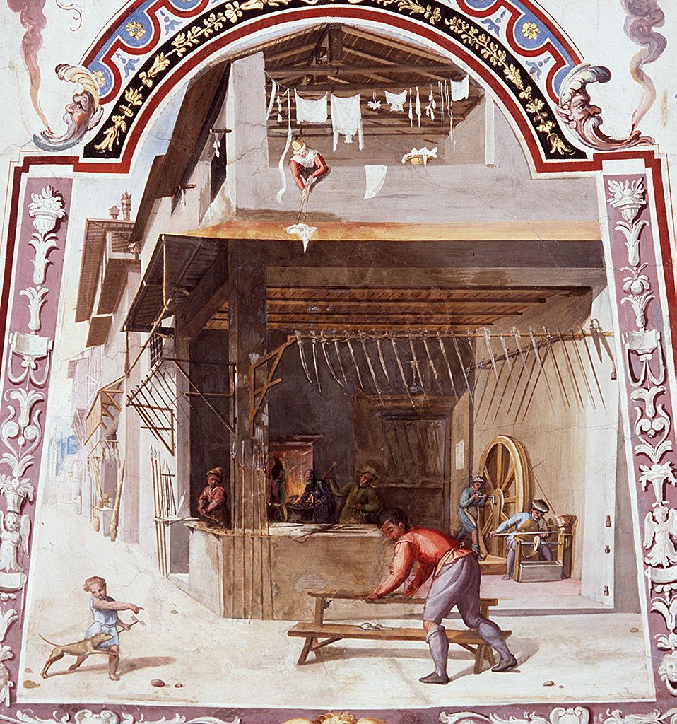 interno di bottega (dipinto) di Buti Lodovico (sec. XVI)
