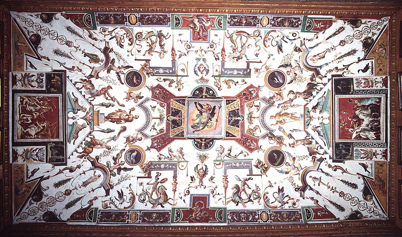 motivo decorativo a grottesche (soffitto dipinto) di Tempesta Antonio (attribuito) (sec. XVI)