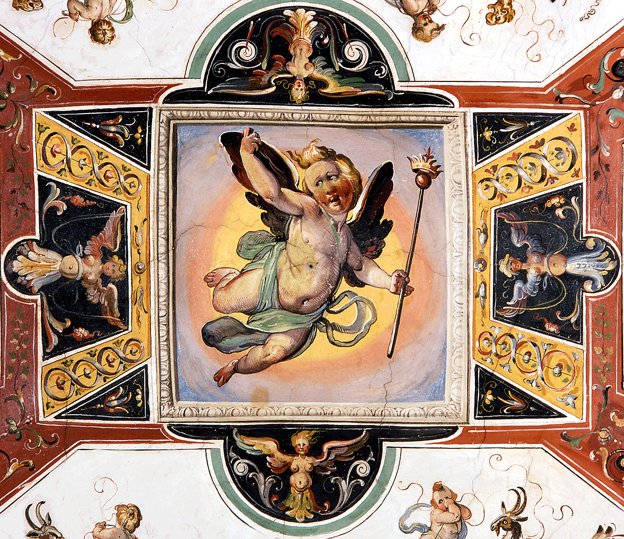 putto con stemma gentilizio della famiglia Medici (dipinto) di Tempesta Antonio (attribuito) (sec. XVI)