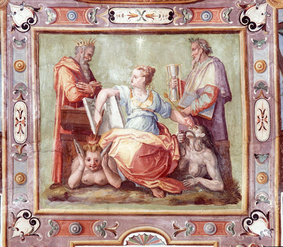 allegoria della Ragione che sottomette l'Arroganza e l'Invidia (?) (dipinto) di Allori Alessandro (bottega) (sec. XVI)