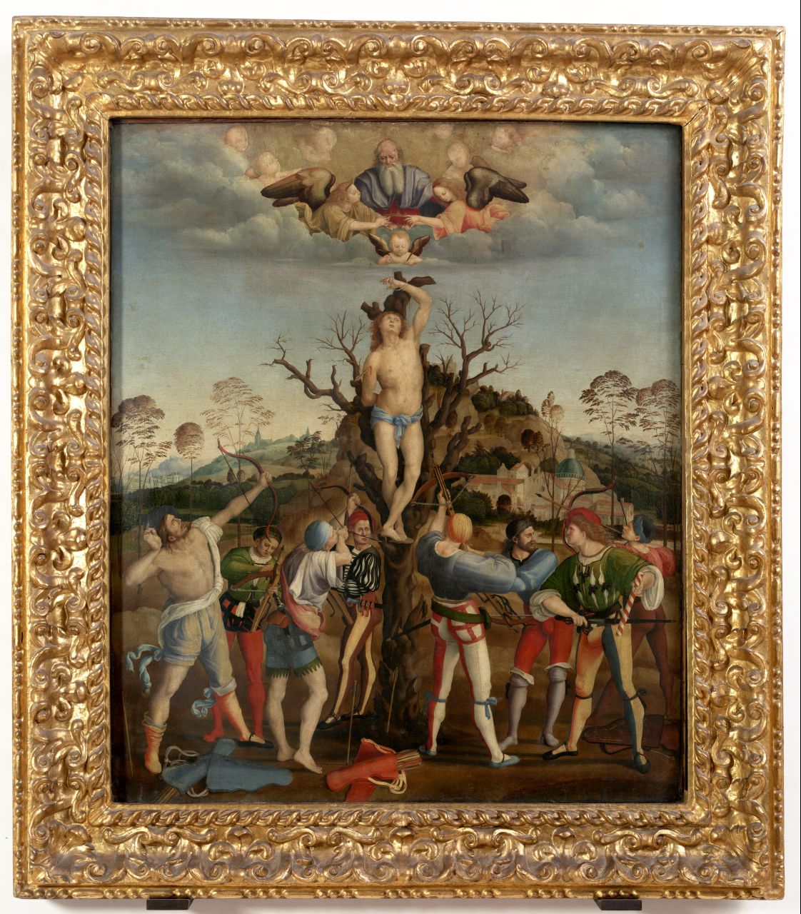 martirio di San Sebastiano (dipinto) di Genga Girolamo (sec. XVI) 