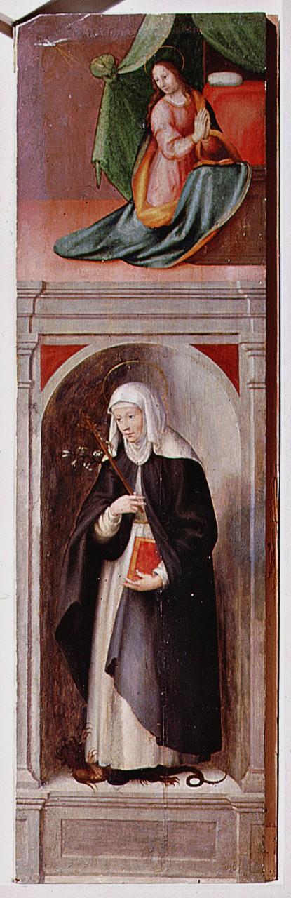 Madonna annunciata e Santa Caterina da Siena (dipinto) di Granacci Francesco (cerchia) (sec. XVI)
