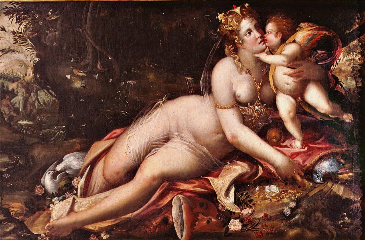 Venere e amore (dipinto) di De Vriendt Frans detto Frans Floris (sec. XVI)