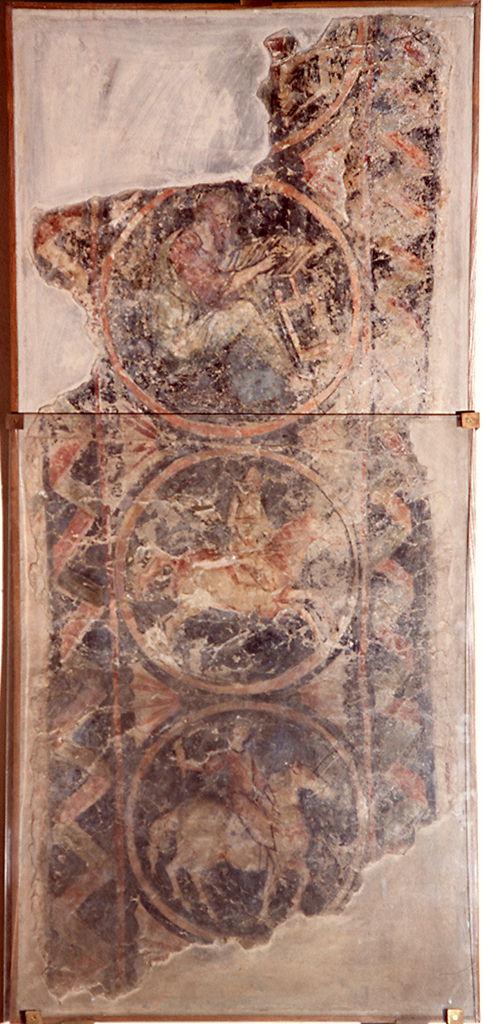 profeta, cavaliere in corsa, cavaliere con falcone (dipinto) - ambito fiorentino (?) (sec. XIII)