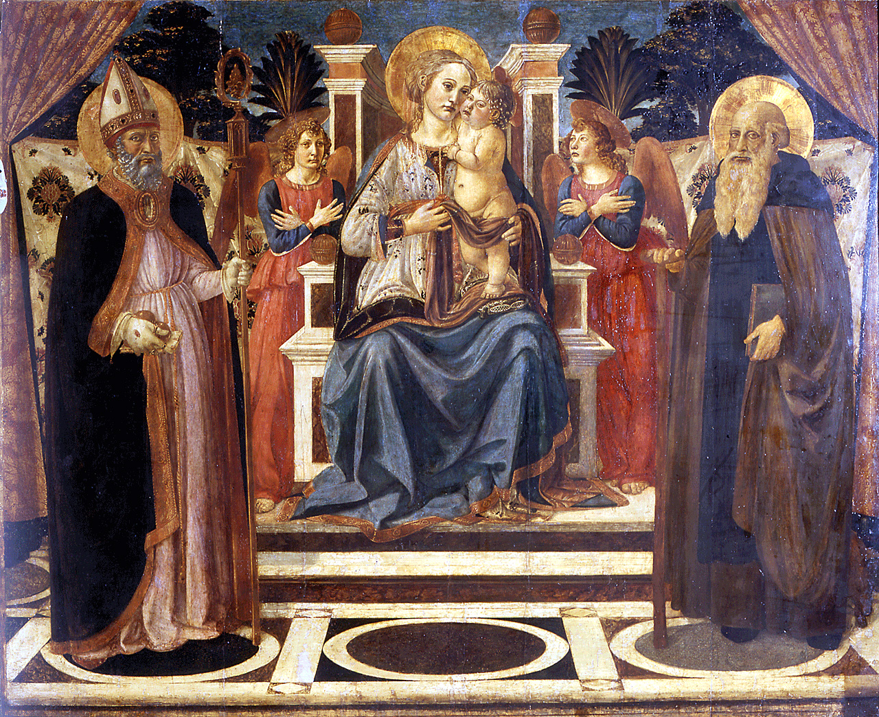 Madonna con Bambino, Sant'Antonio Abate, San Nicola di Bari (dipinto) di Rosselli Cosimo (sec. XV)