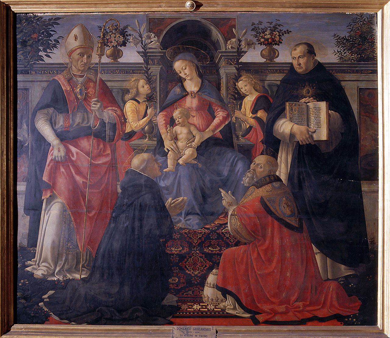 Madonna con Bambino in trono con Santi e angeli (dipinto) di Bigordi Domenico detto Domenico Ghirlandaio (sec. XV) 