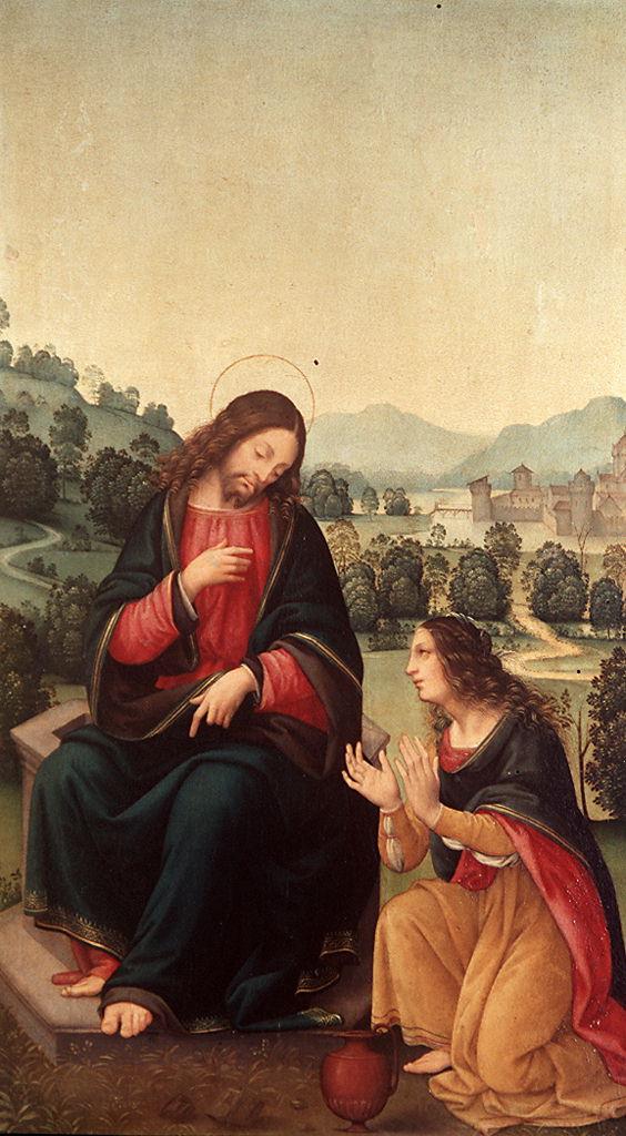 Cristo e la samaritana al pozzo (dipinto) di Lorenzo di Credi (sec. XVI)