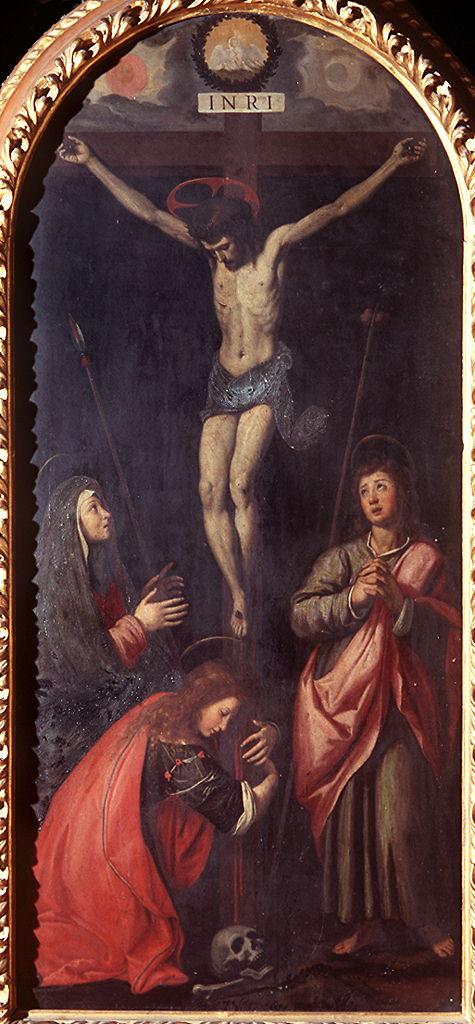 crocifissione di Cristo con la Madonna, San Giovanni Evangelista e Santa Maria Maddalena (dipinto) di Santi di Tito (scuola) (fine/inizio secc. XVI/ XVII)