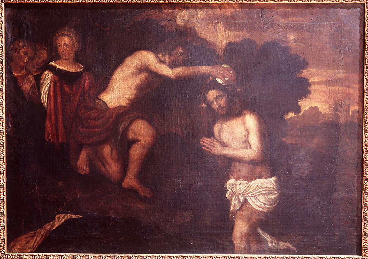 battesimo di Cristo (dipinto) di Vecellio Tiziano (maniera) (sec. XVI)
