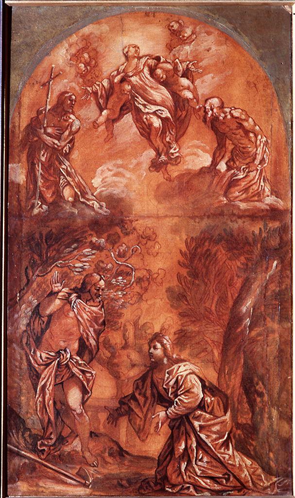 apparizione di Cristo risorto a Santa Maria Maddalena e Santa Maria Maddalena portata dagli angeli (dipinto) di Robusti Jacopo detto Tintoretto (scuola) (seconda metà sec. XVI)