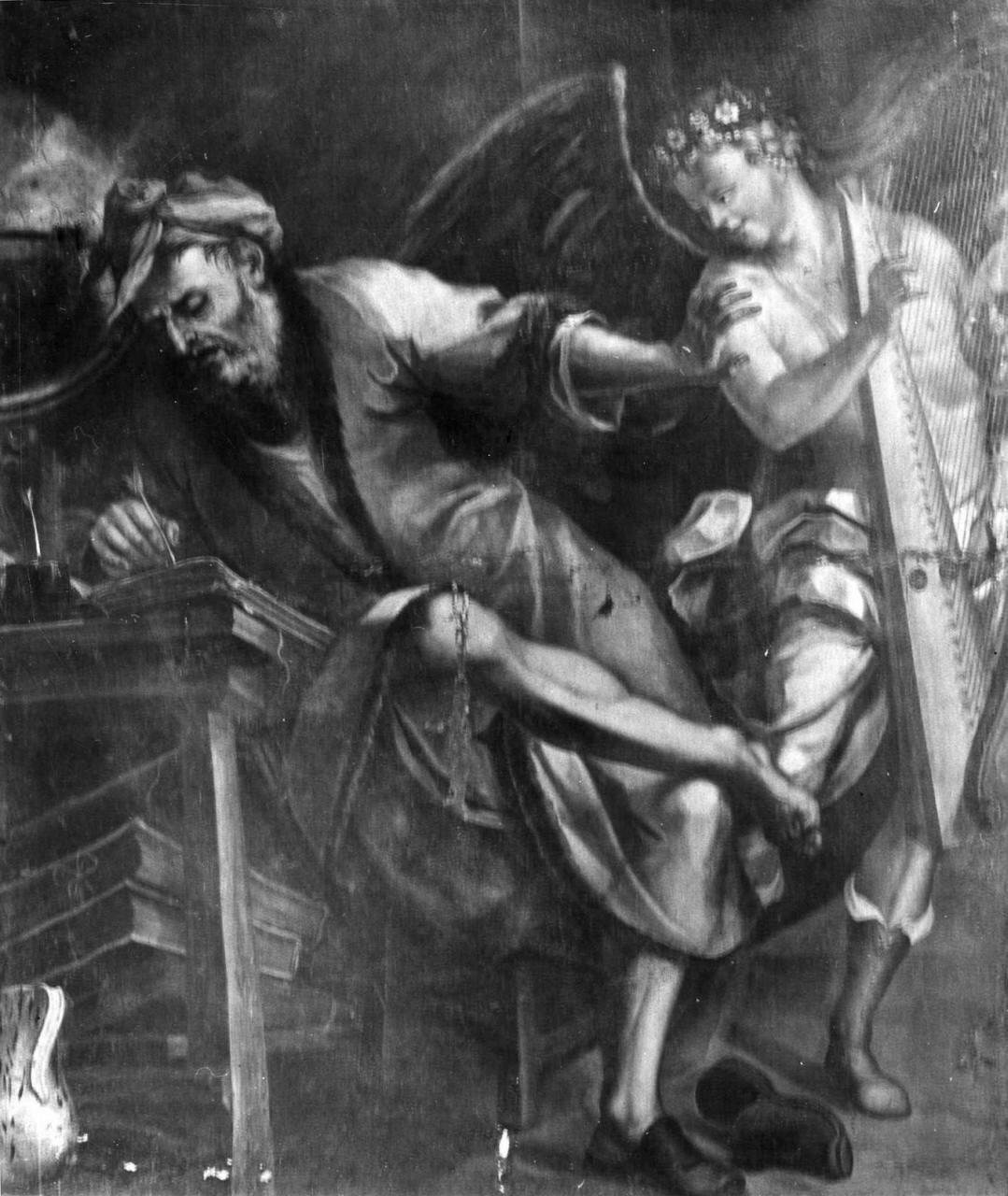 San Matteo e l'angelo (dipinto) di Bambocci Pier Santi (sec. XVIII)