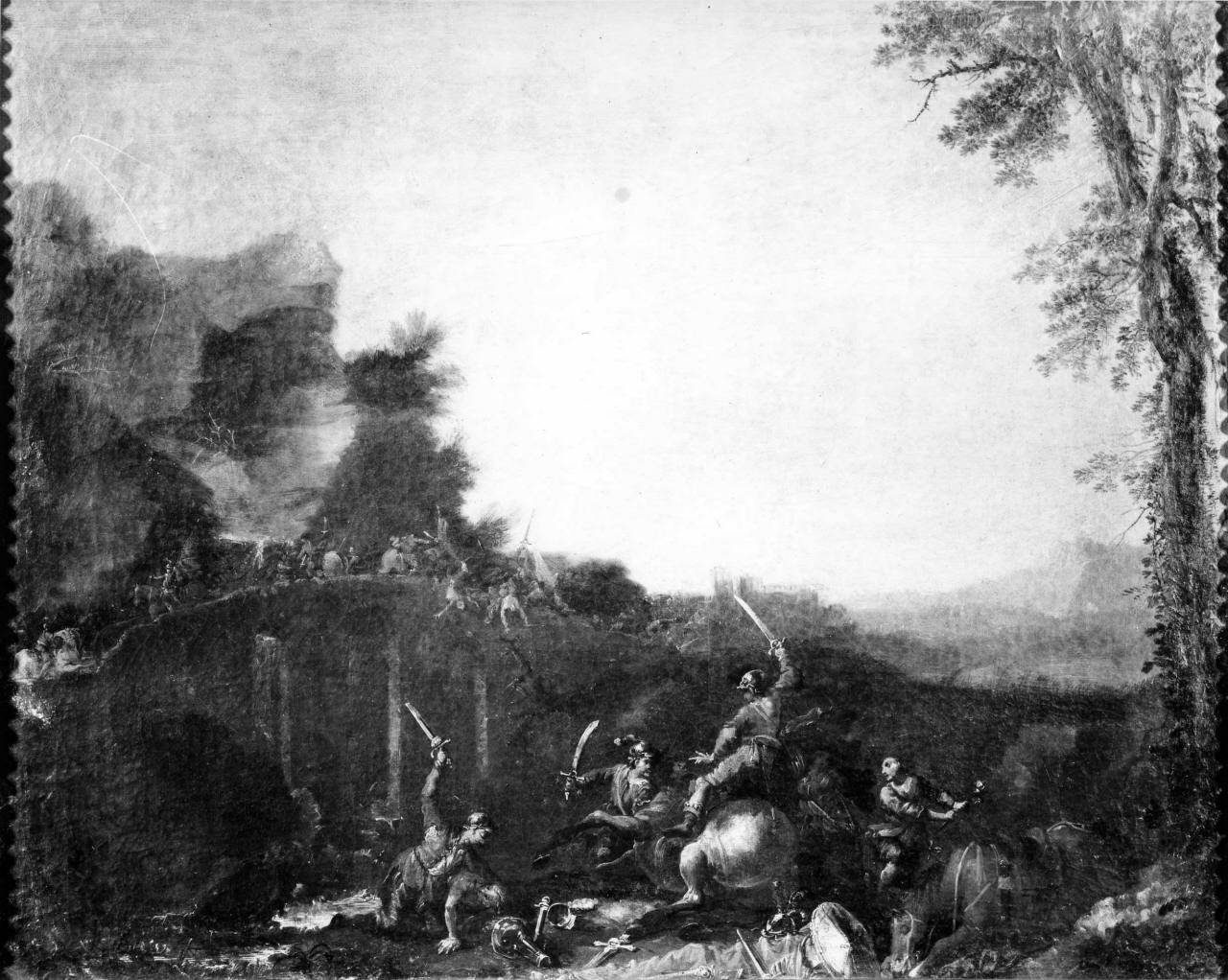 scena di battaglia (dipinto) di Wouwerman Philips (attribuito) (sec. XVII)