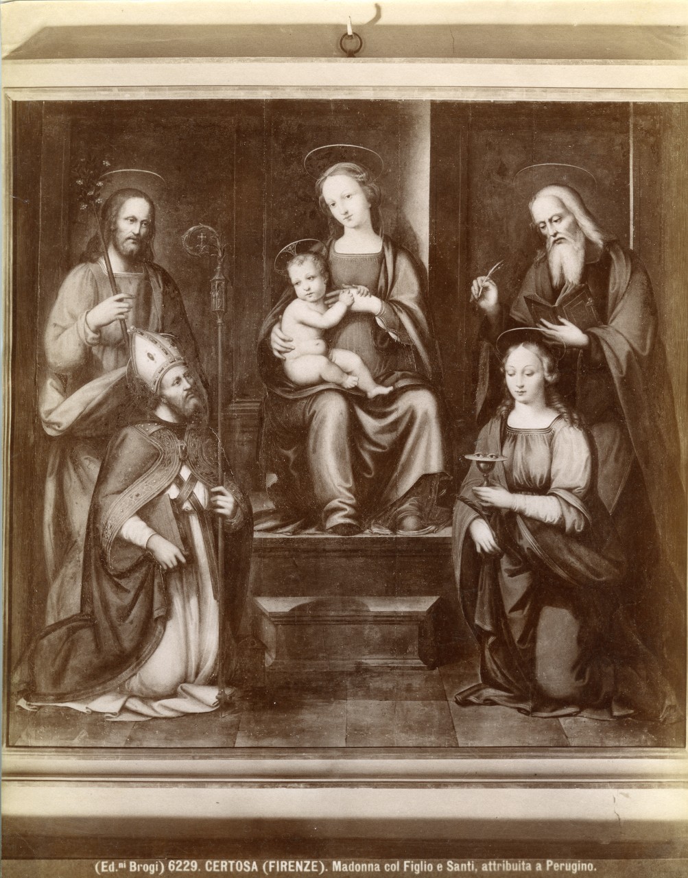 Madonna con il Bambino e Santi - Dipinto (positivo) di Vannucci Pietro detto Perugino (attr), Edizioni Brogi (inizio XX)