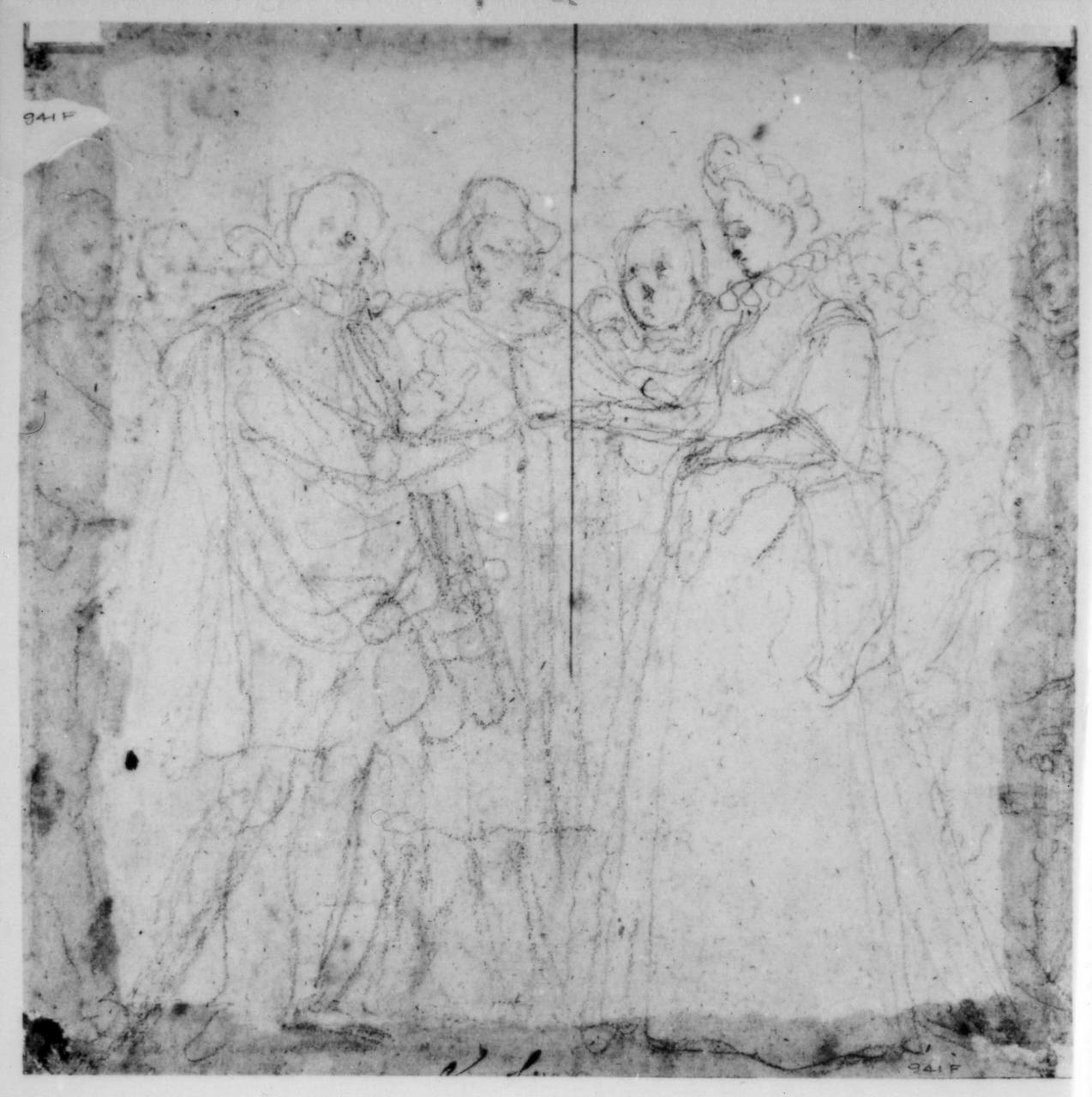 matrimonio di Maria de' Medici con Enrico IV di Francia (disegno preparatorio) di Chimenti Jacopo detto Empoli (attribuito) (sec. XVII)