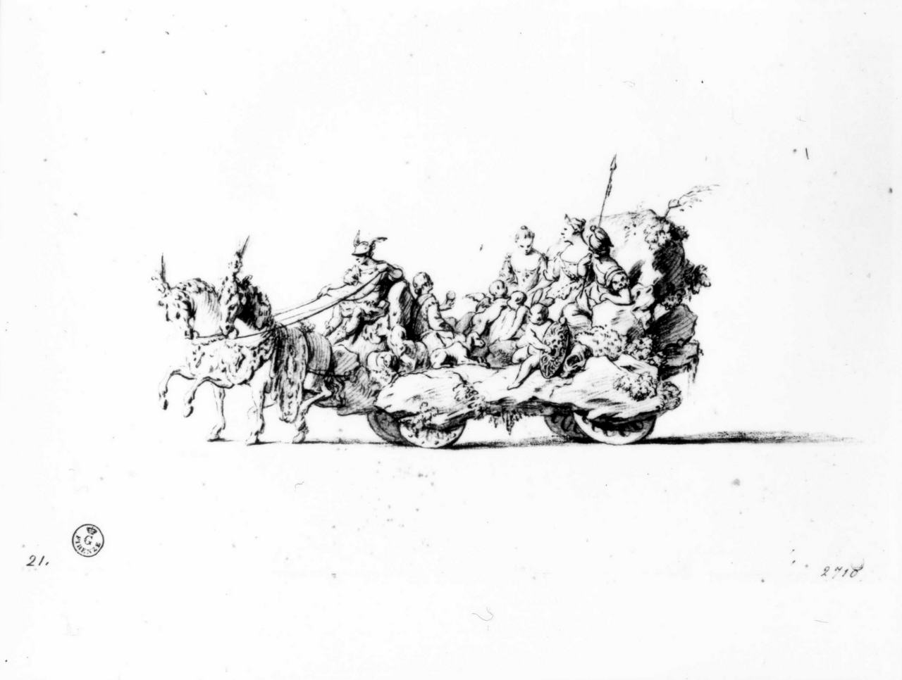 carro per mascherata (disegno) - ambito toscano (seconda metà sec. XVII)