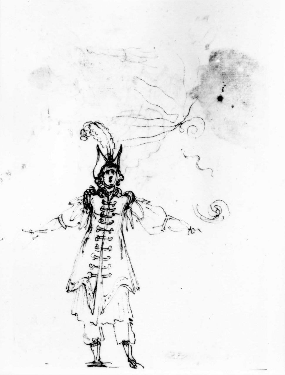 costume teatrale (disegno) di Del Bianco Baccio (attribuito) (prima metà sec. XVII)