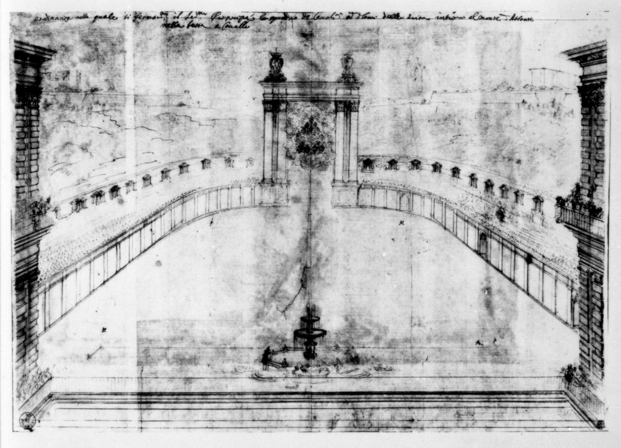 veduta dell'anfiteatro di Boboli (disegno preparatorio) di Della Bella Stefano (attribuito) (sec. XVII)
