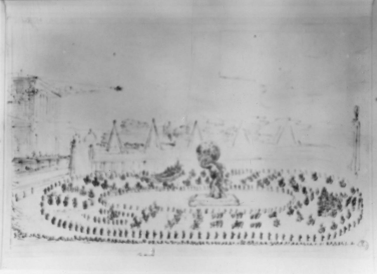 anfiteatro di Boboli durante uno spettacolo (disegno preparatorio) di Della Bella Stefano (attribuito) (sec. XVII)