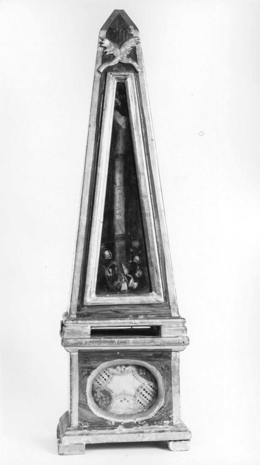 reliquiario architettonico - a obelisco - bottega toscana (sec. XVIII)