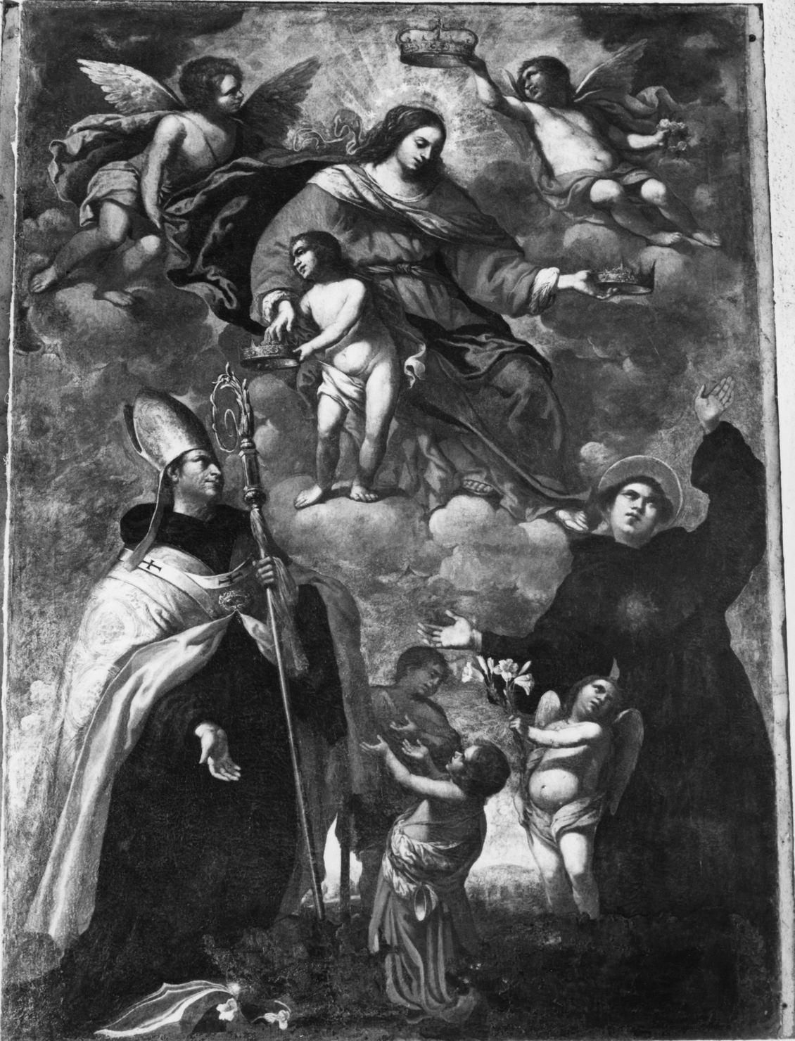 Madonna con Bambino in gloria (dipinto) di Manetti Domenico (sec. XVII)